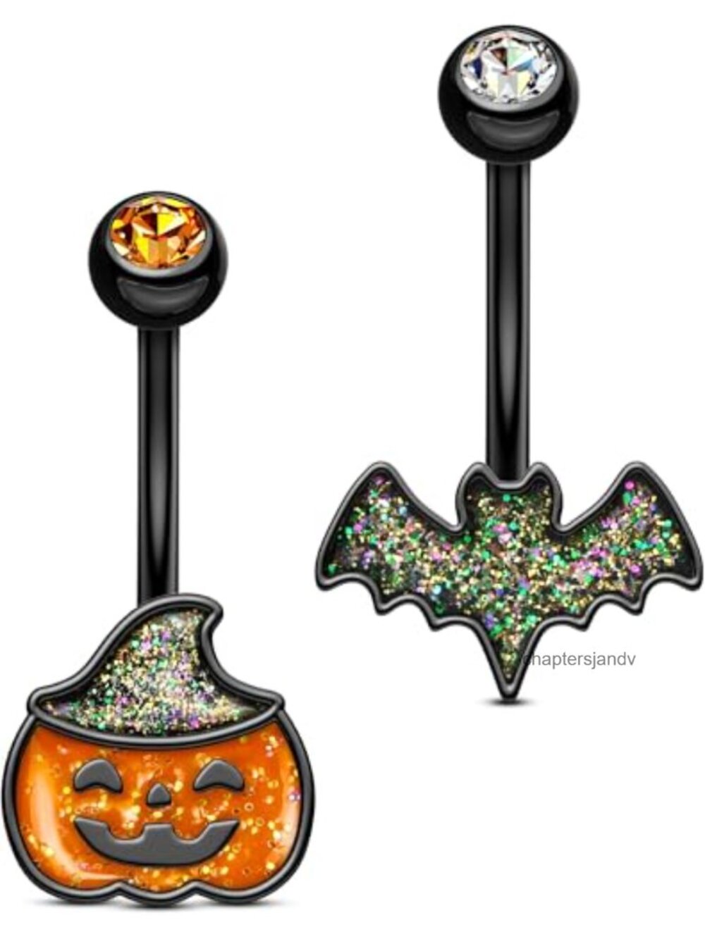2PC Halloween Belly Button Rings 14G Stainless Steel Curved Barbells Body